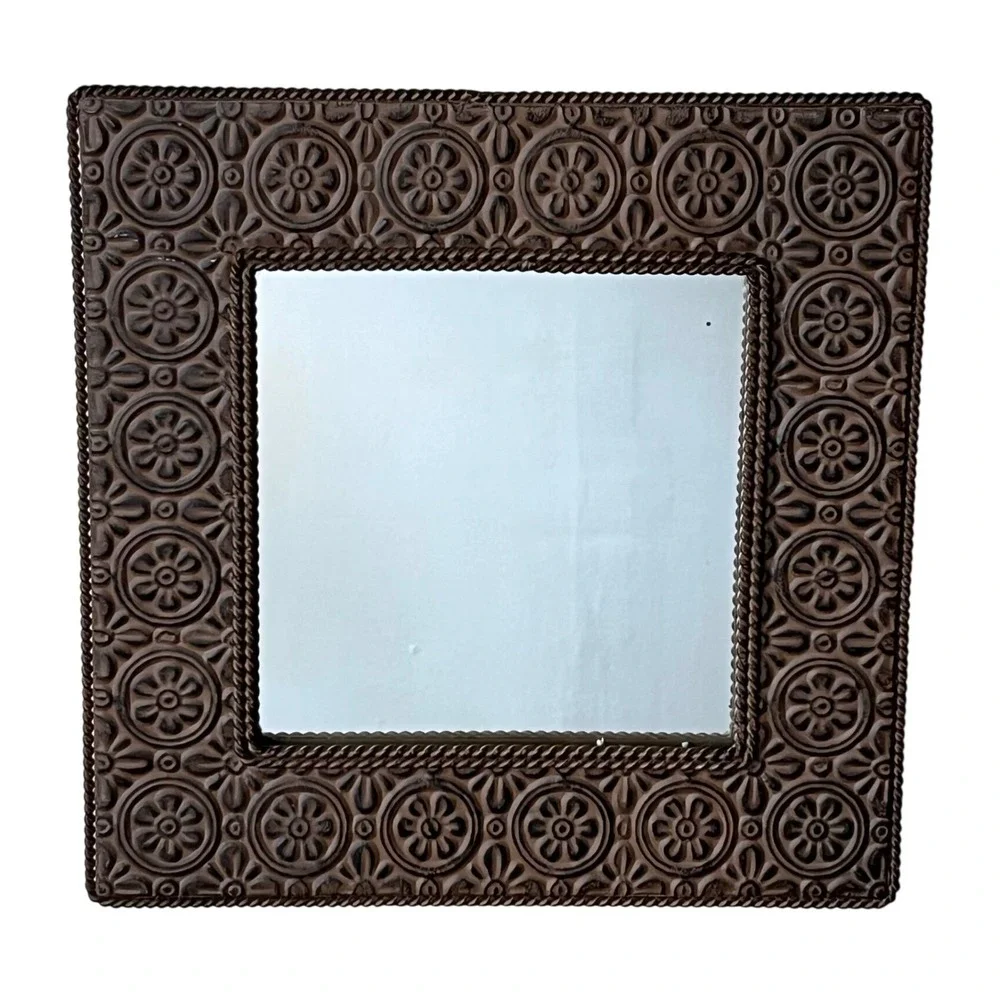 Vintage Home Interiors Set of‎ 2 Stamped Metal hanging Mirrors